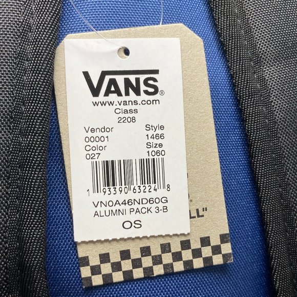 Vans Alumni Pack 3-B Backpack 22L Blue Logo Print VN0A46ND60G - Picture 6 of 6